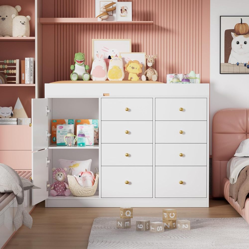 Baby Nursery Dresser Changing Table - Baby Classic commode met 8 laden