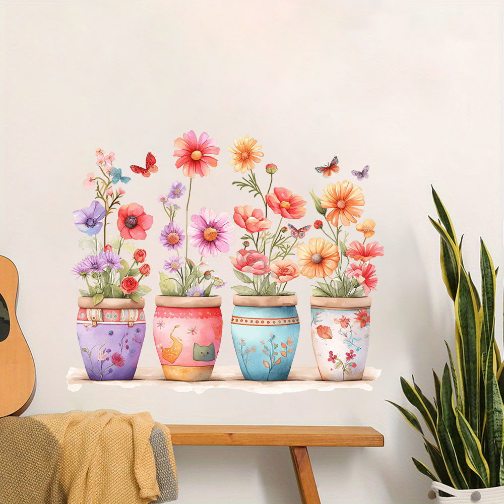 Baby Nursery Plants - Aquarel grillige bloempot muurstickers slaapkamer speelkamer