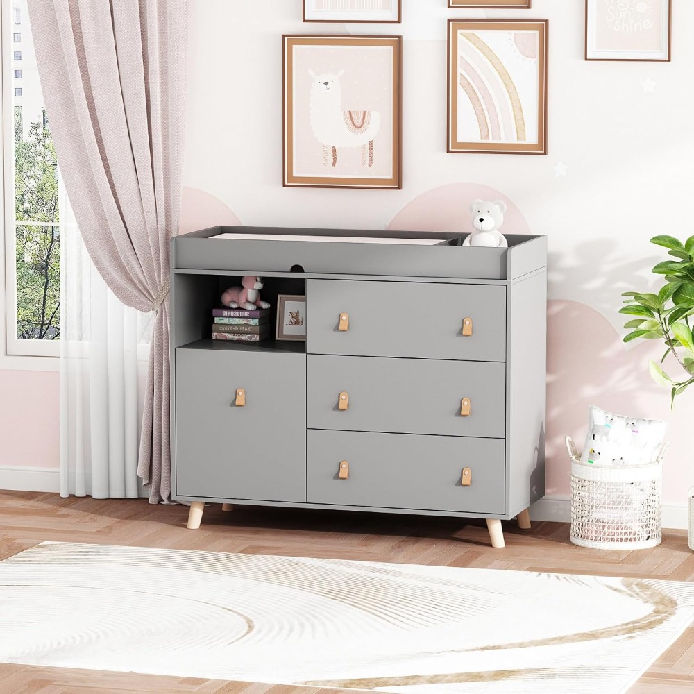 Baby Nursery Dresser Changing Table - Babycommode commode, twee-in-één kinderkamerkist, ladenplank en
