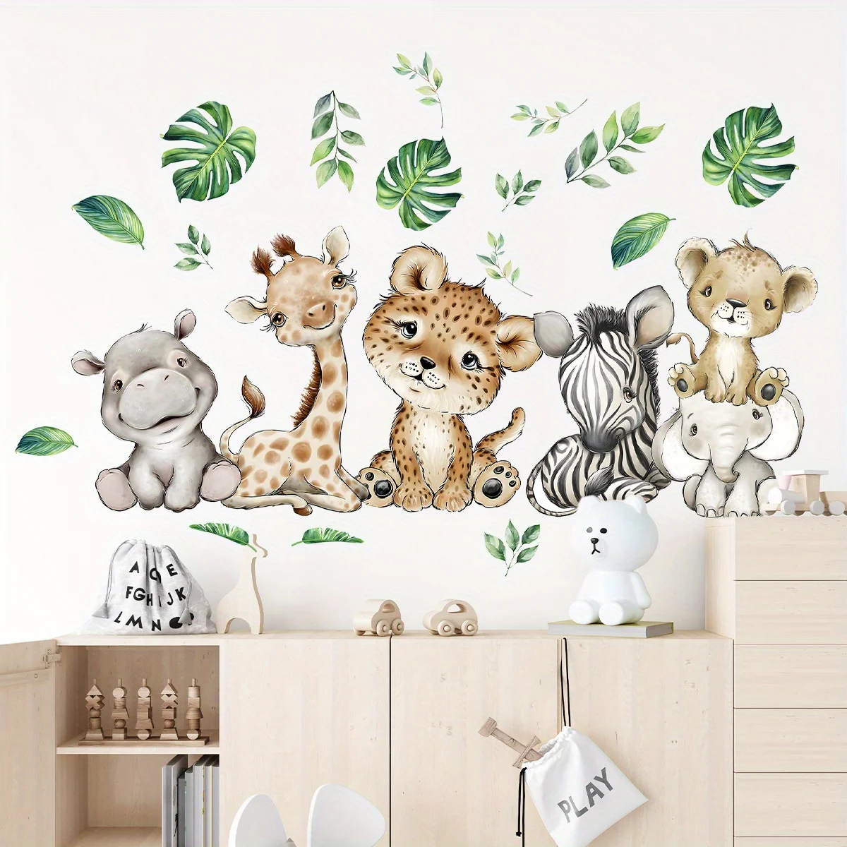 Wall Decal Nursery - 1PC Cartoon Leuke Nijlpaard Tijger Olifant