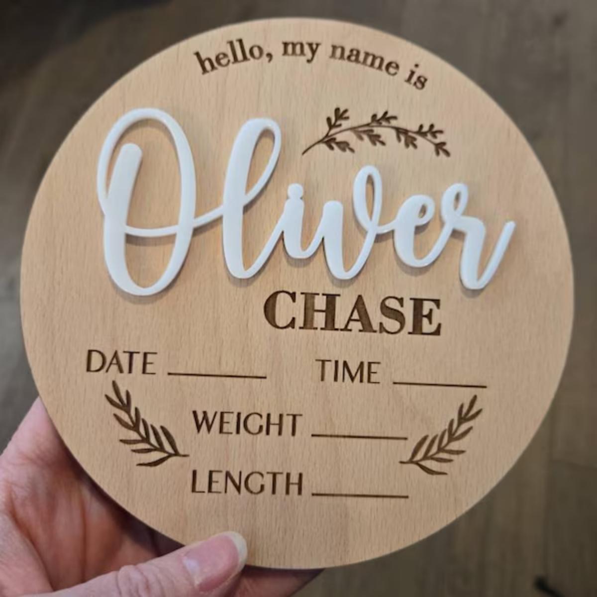 Baby Nursery Ornaments - 1Pc Aangepaste Baby Aankondiging Teken Houten
