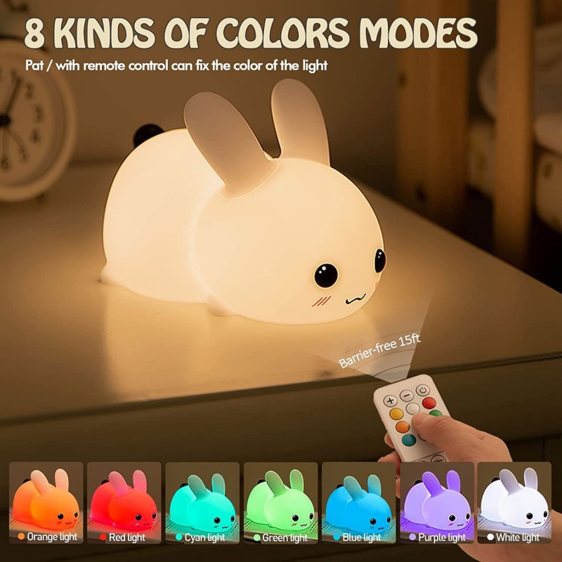 Baby Nursery Egg Light - LED Konijn Nachtlampje Afstandsbediening Dimbaar RGB