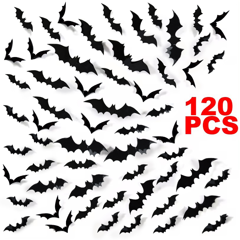 Wall Decal Nursery - 12-120 Stuks 3D Zwarte Vleermuis Muurstickers