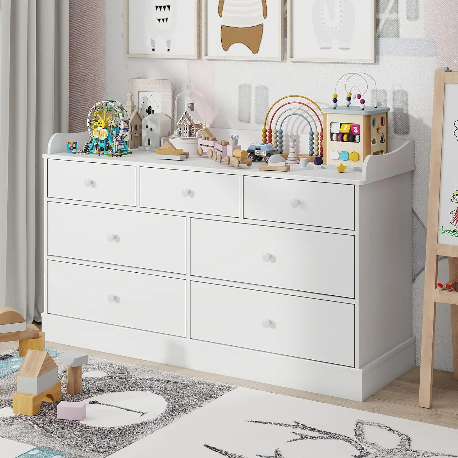 Baby Nursery Dresser Changing Table - Kinderkast met 7 laden, commode voor