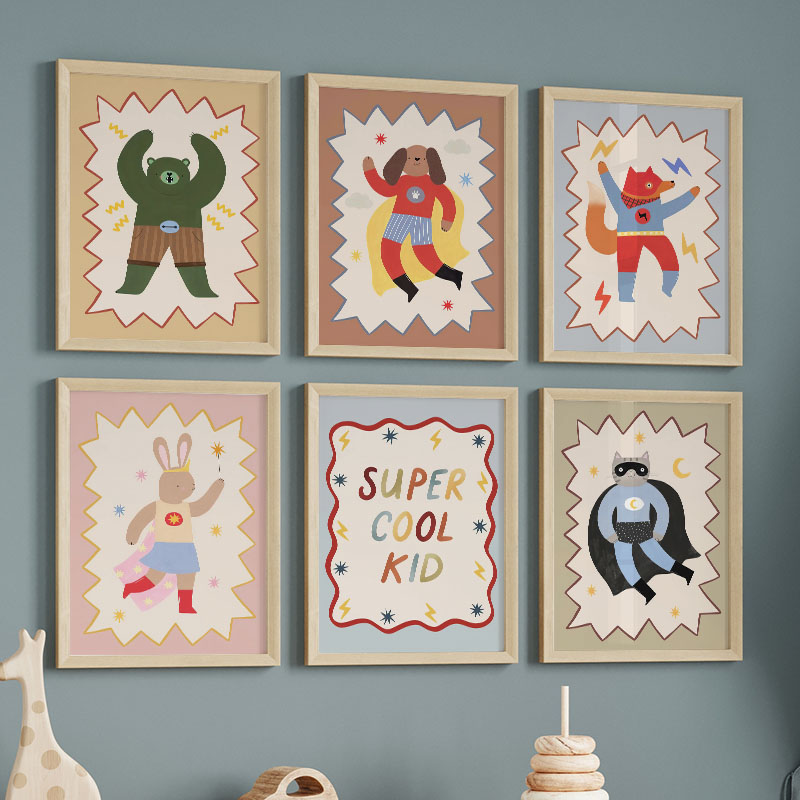 Baby Nursery Ornaments - Grappige cartoon super coole kinderkamer wanddecoratie