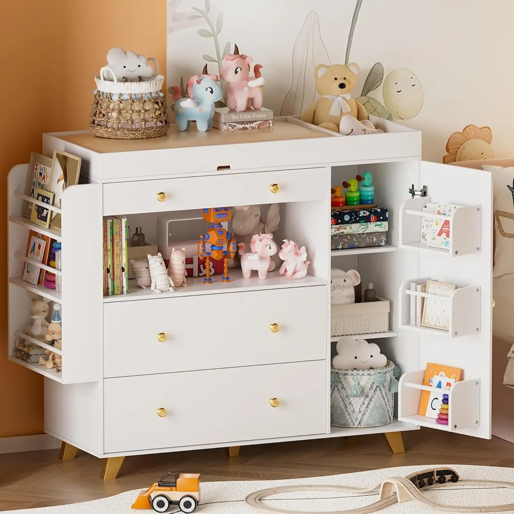 Kinderkamerdressoir, babycommo - Baby Nursery Dresser Changing Table recensie en prijs