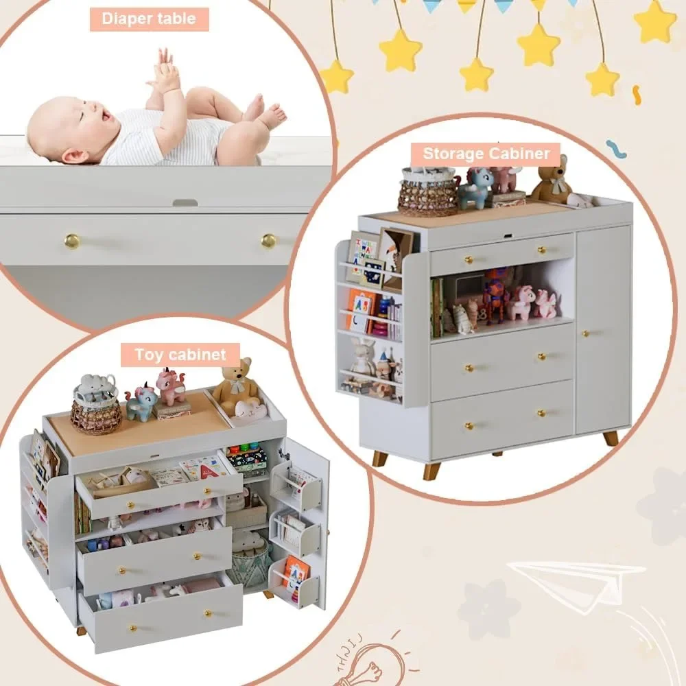 Kinderkamerdressoir, babycommo - Baby Nursery Dresser Changing Table recensie en prijs