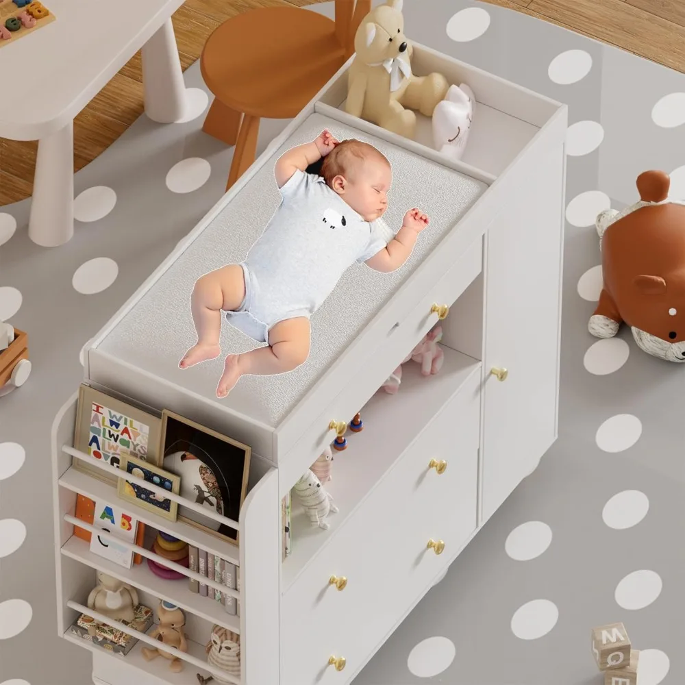 Kinderkamerdressoir, babycommo - Baby Nursery Dresser Changing Table recensie en prijs