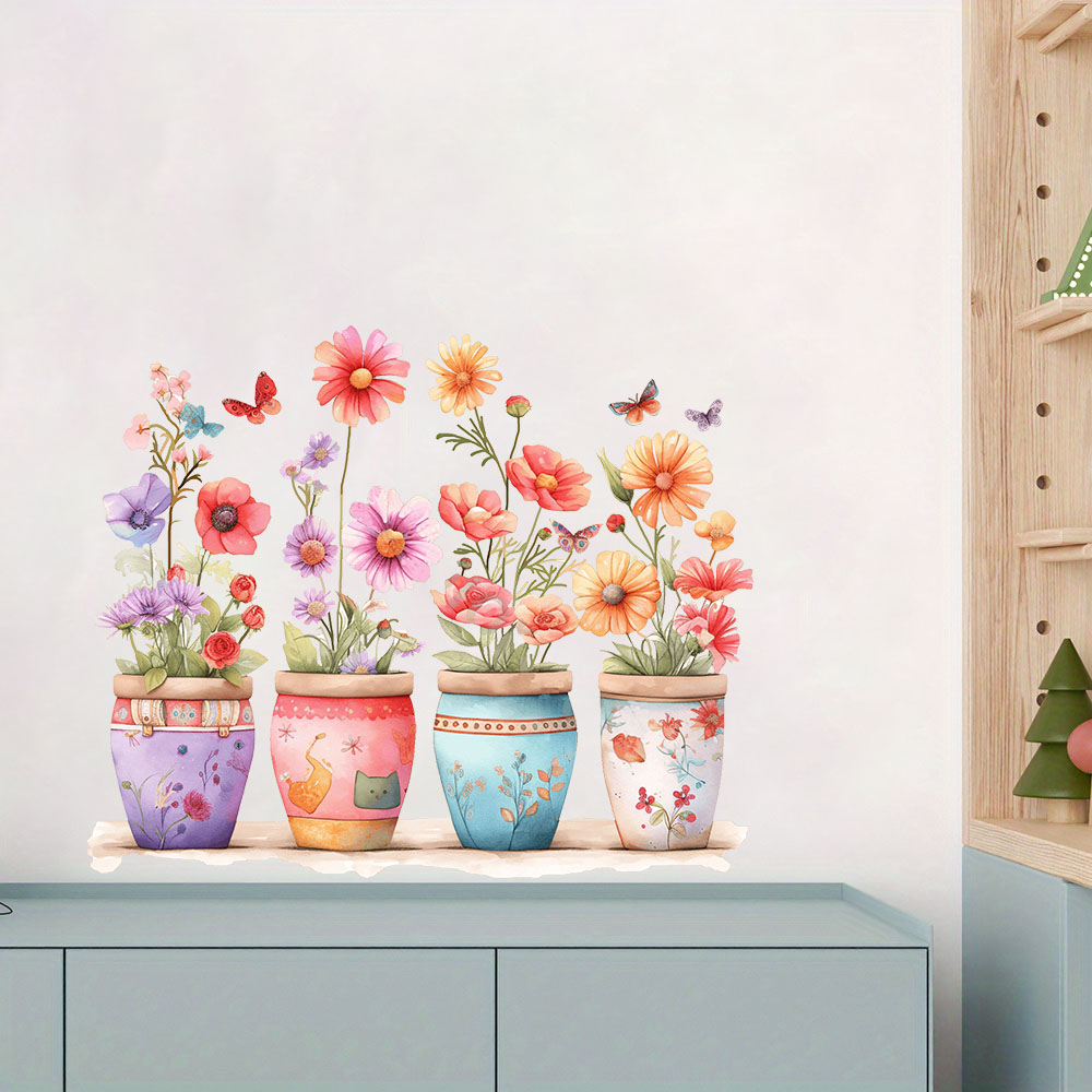 Aquarel grillige bloempot muur - Baby Nursery Plants recensie en prijs