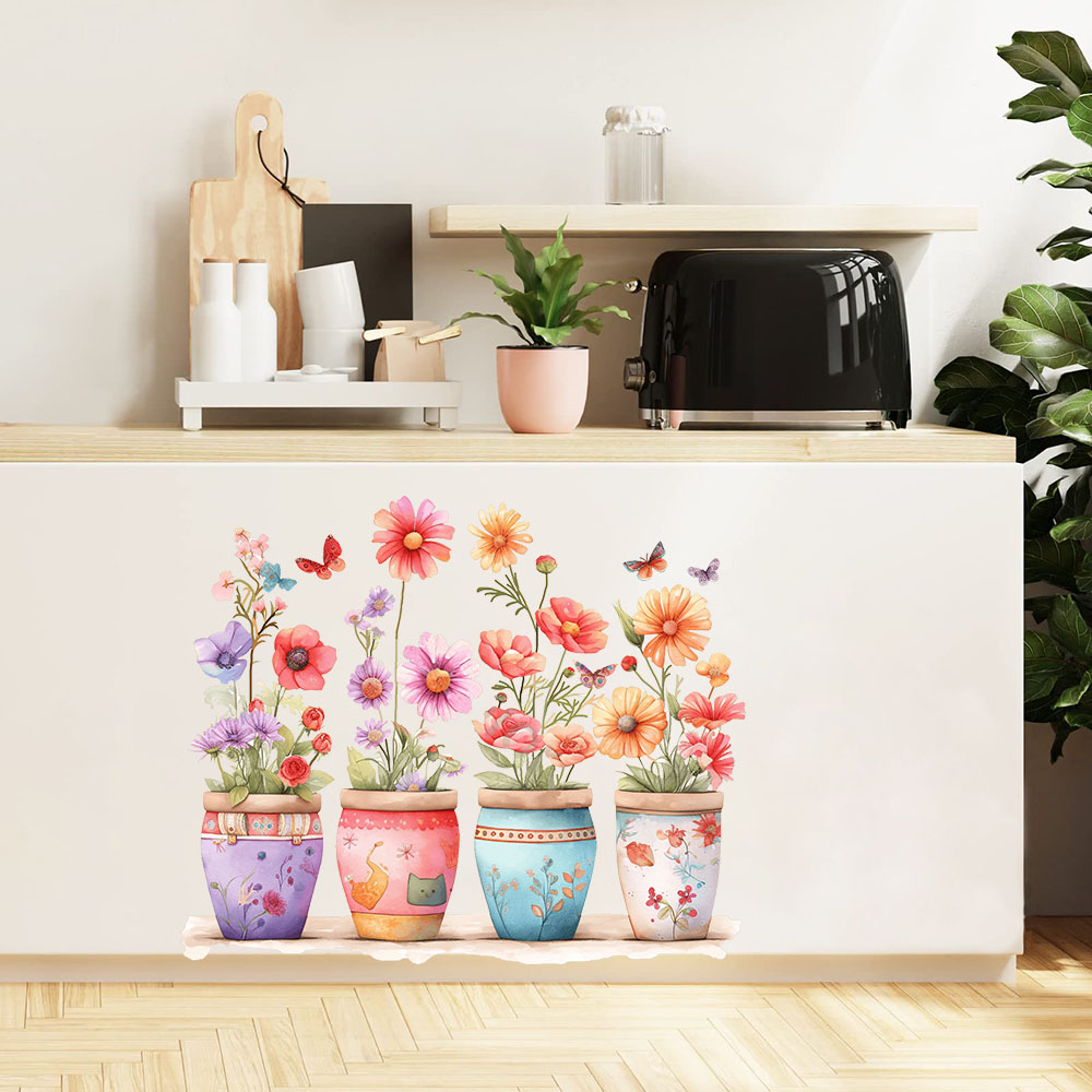 Aquarel grillige bloempot muur - Baby Nursery Plants recensie en prijs