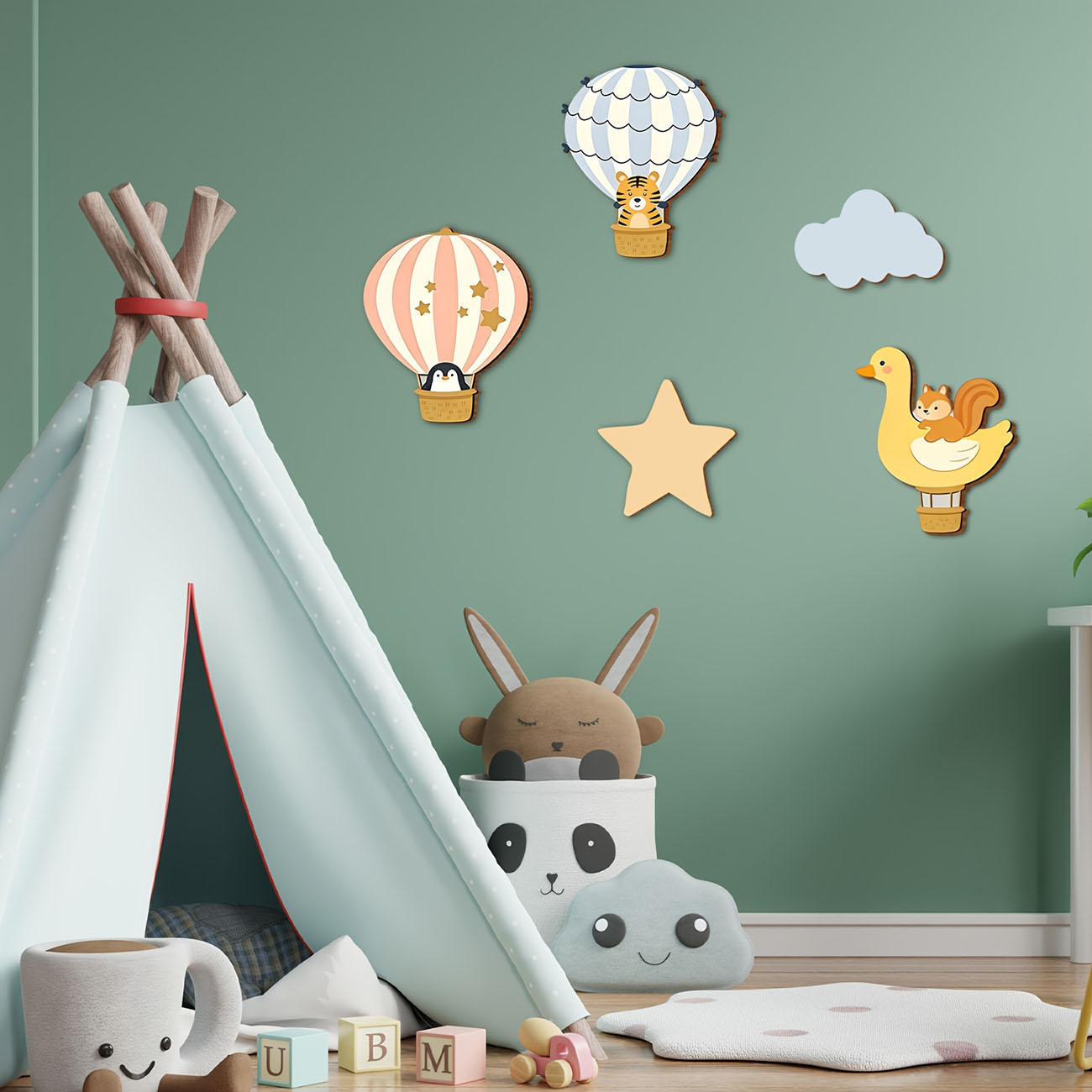 5 stuks dieren heteluchtballon - Wall Decal Nursery recensie en prijs